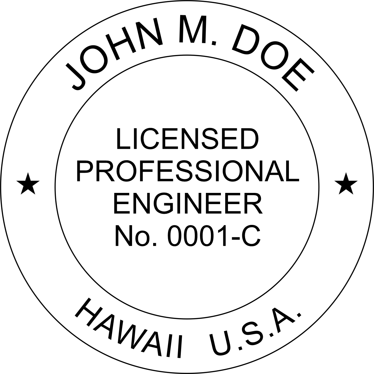 Engineer Seal - Pre Inked Stamp - Hawaii