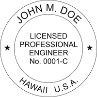 engineer seal - pre inked stamp - hawaii
