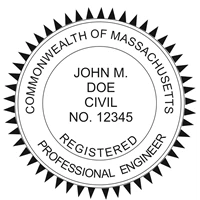 engineer seal - wood stamp - massachusetts