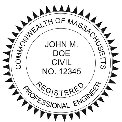 Engineer Seal - Wood Stamp - Massachusetts