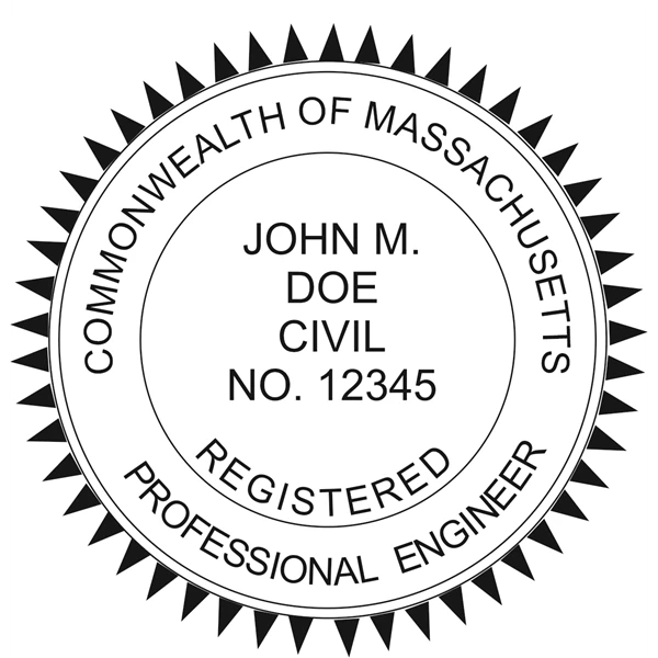 Engineer Seal - Pre Inked Stamp - Massachusetts