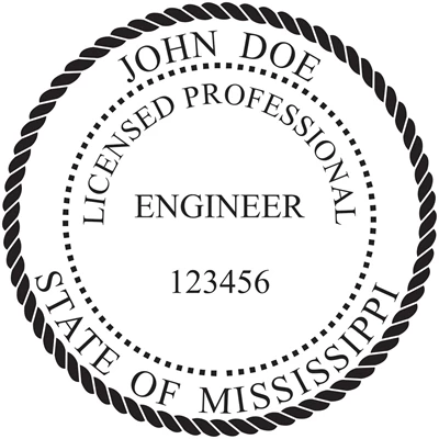 Engineer Seal - Pre Inked Stamp - Mississippi