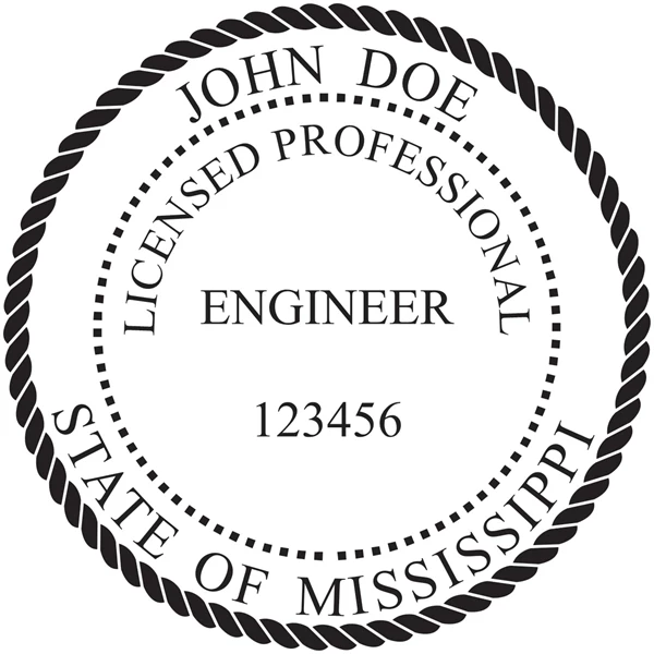 Engineer Seal - Pre Inked Stamp - Mississippi