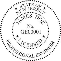 Engineer Seal - Wood Stamp - New Jersey