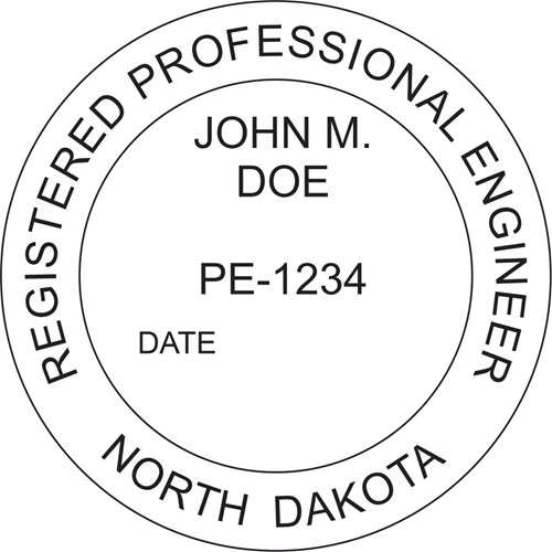 Engineer Seal - Wood Stamp - North Dakota