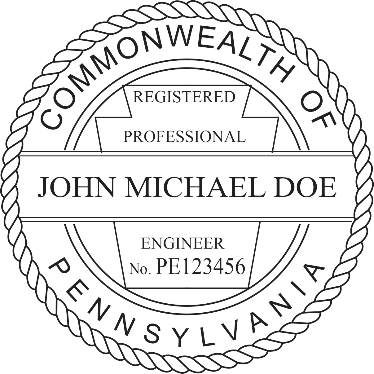 engineer seal - wood stamp - pennsylvania
