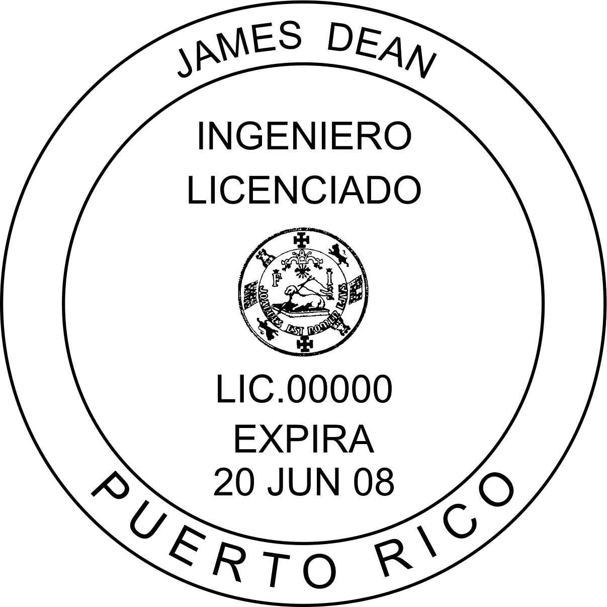engineer seal - wood stamp - puerto rico