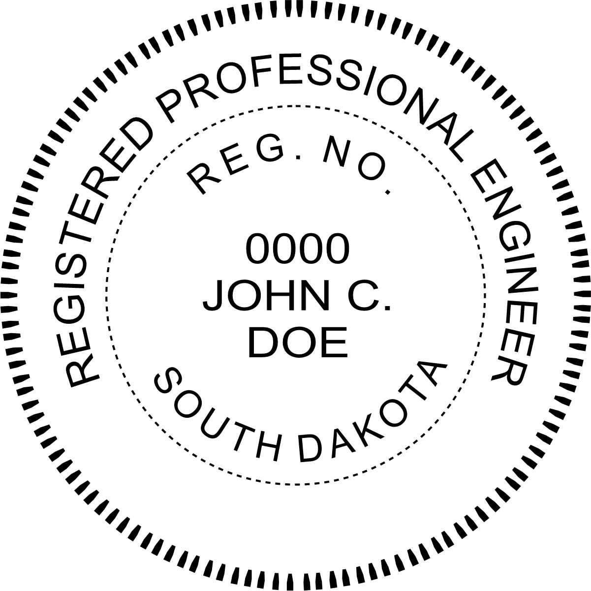 Engineer Seal - Wood Stamp - South Dakota