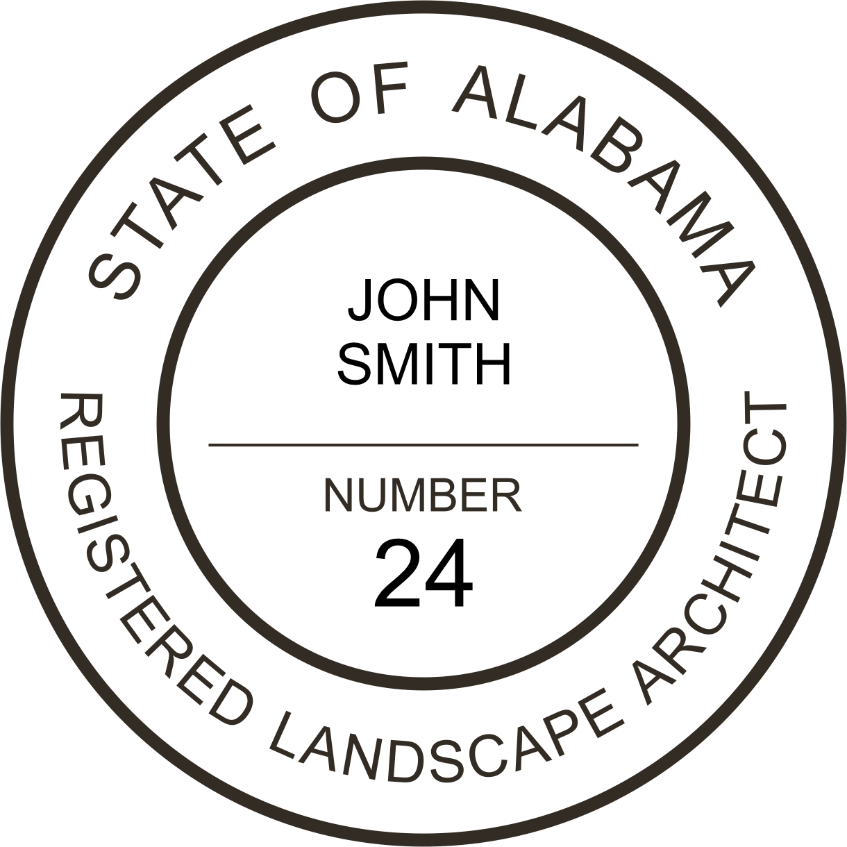 landscape architect seal - wood stamp - alabama