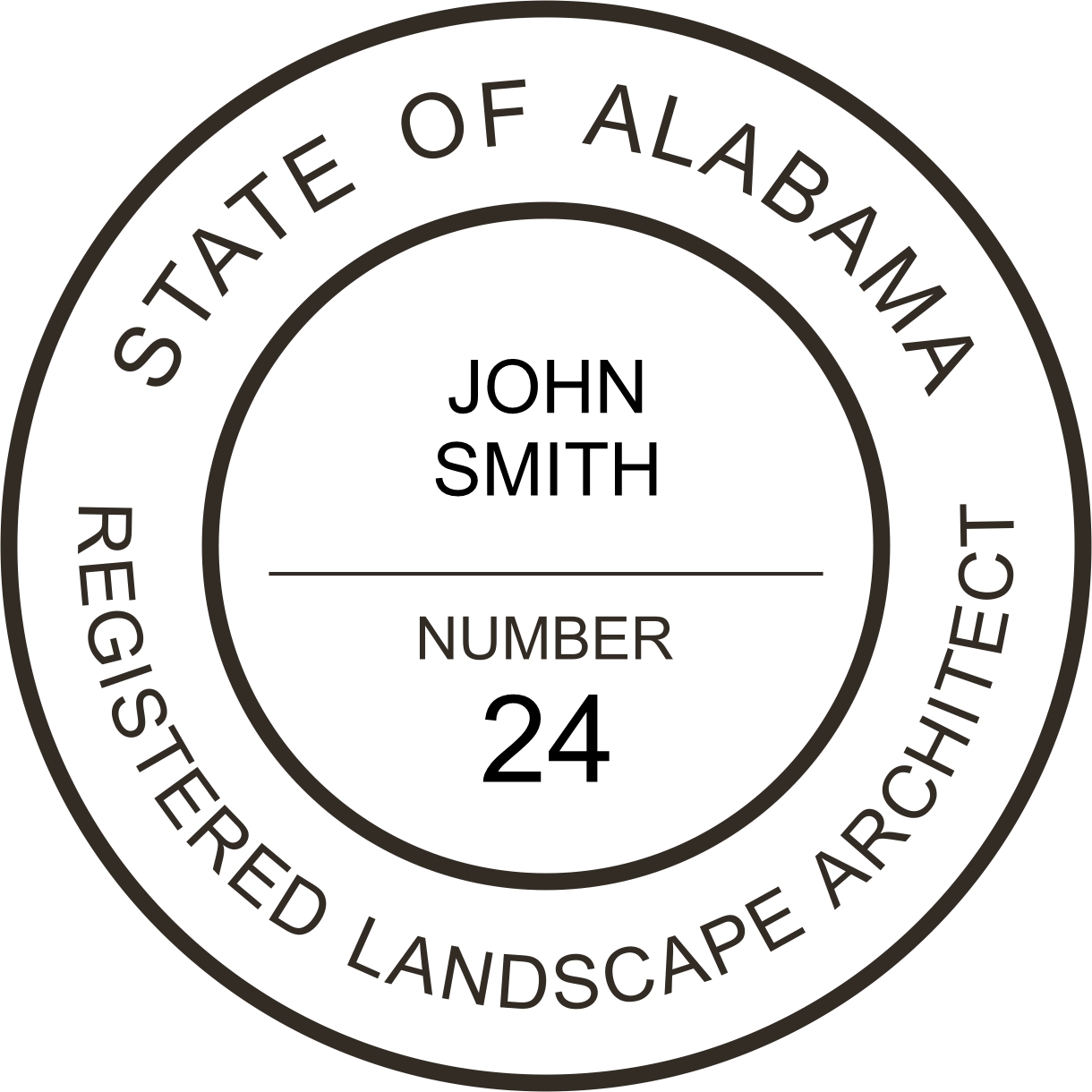 Landscape Architect Seal - Wood Stamp - Alabama