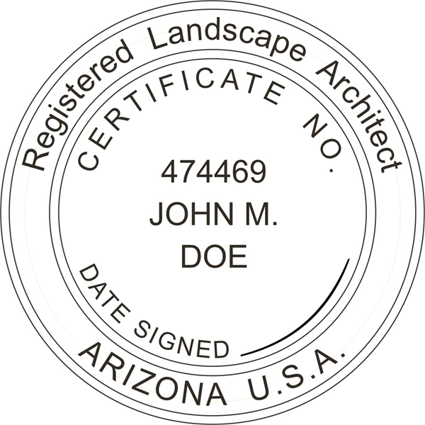 Landscape Architect Seal - Wood Stamp - Arizona