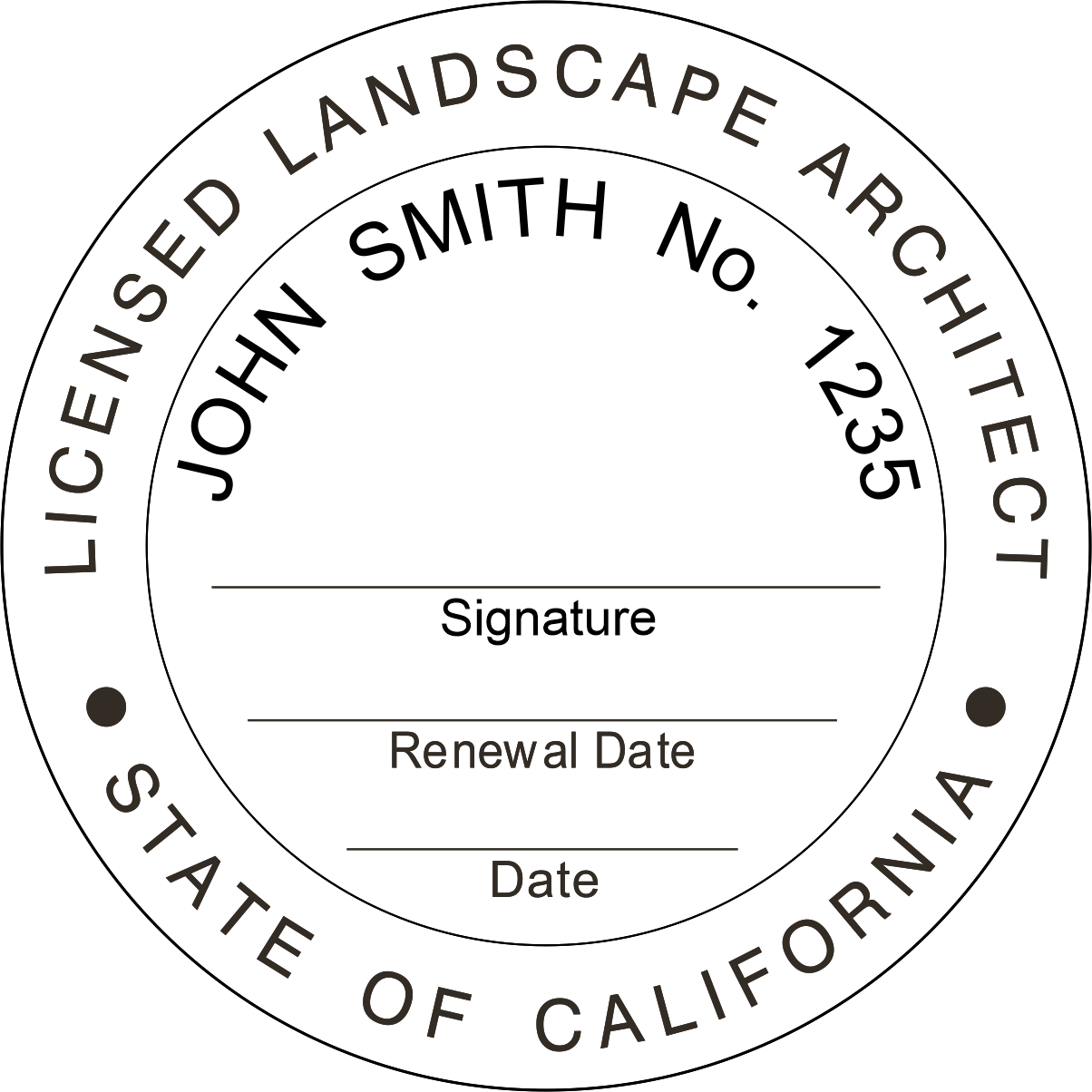 Landscape Architect Seal - Pre Inked Stamp - California