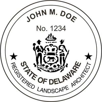 Landscape Architect Seal - Wood Stamp - Delaware