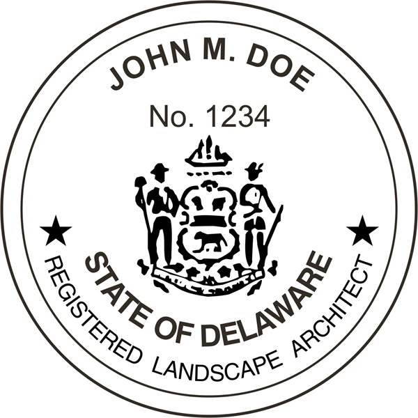 Landscape Architect Seal - Pre Inked Stamp - Delaware