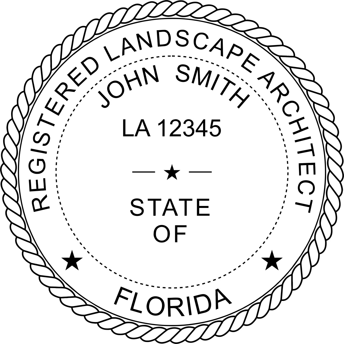 Landscape Architect Seal - Wood Stamp -  Florida