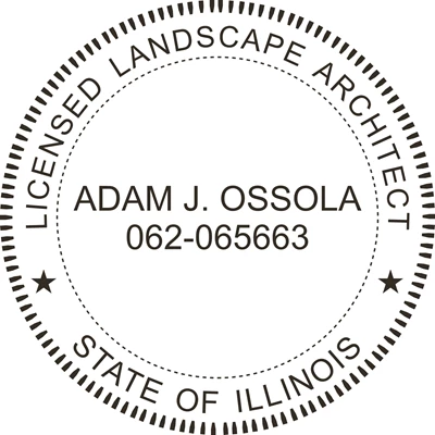 Landscape Architect Seal - Wood Stamp - Illinois