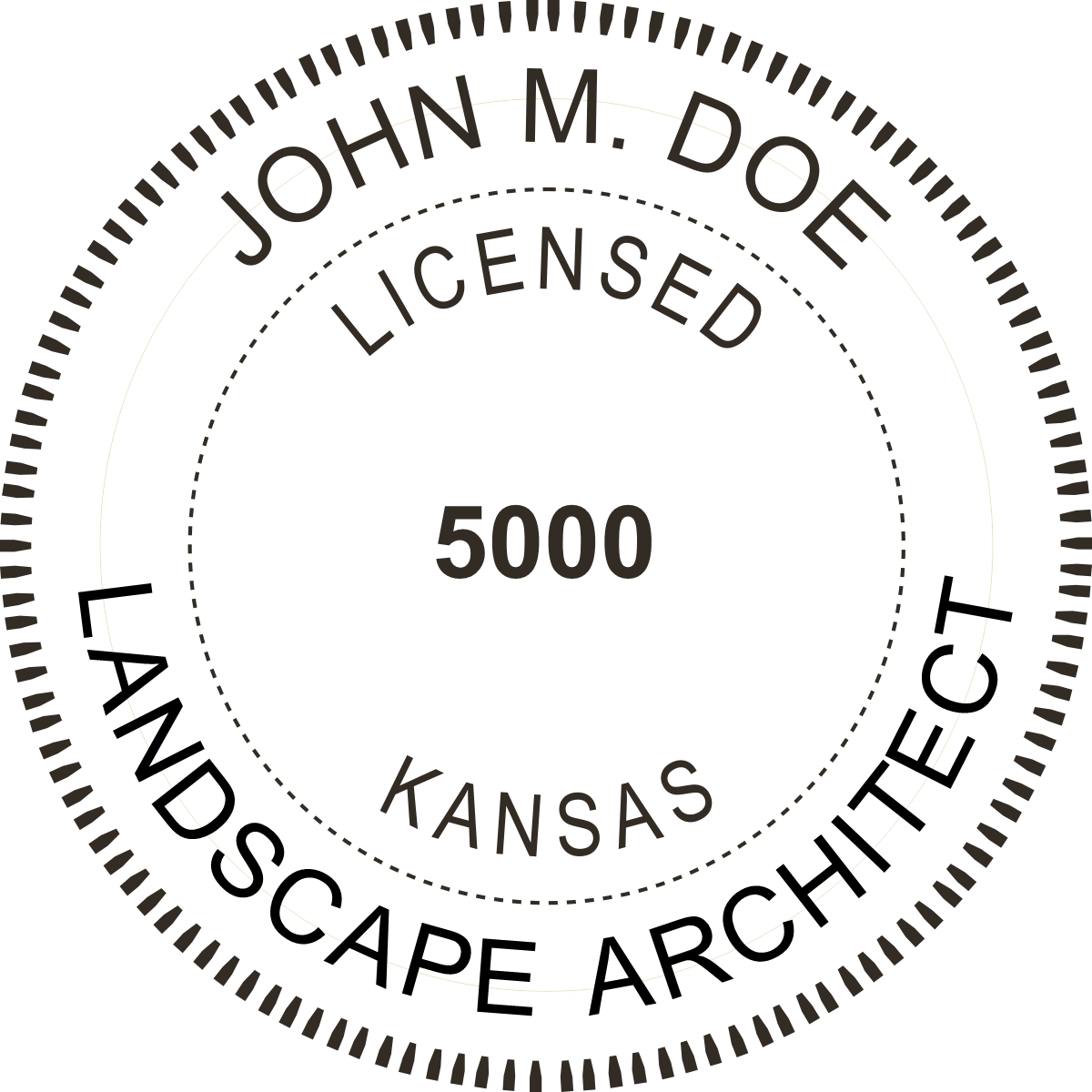 landscape architect seal - pre inked stamp - kansas