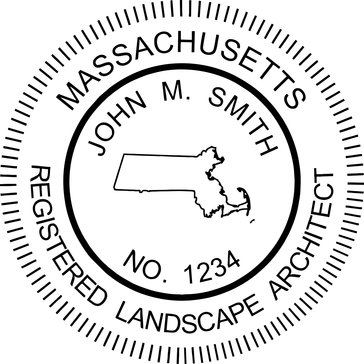 landscape architect seal - wood stamp - massachusetts