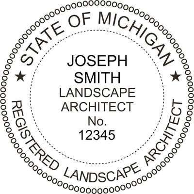 Landscape Architect Seal - Wood Stamp - Michigan