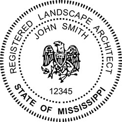 Landscape Architect Seal - Wood Stamp - Mississippi