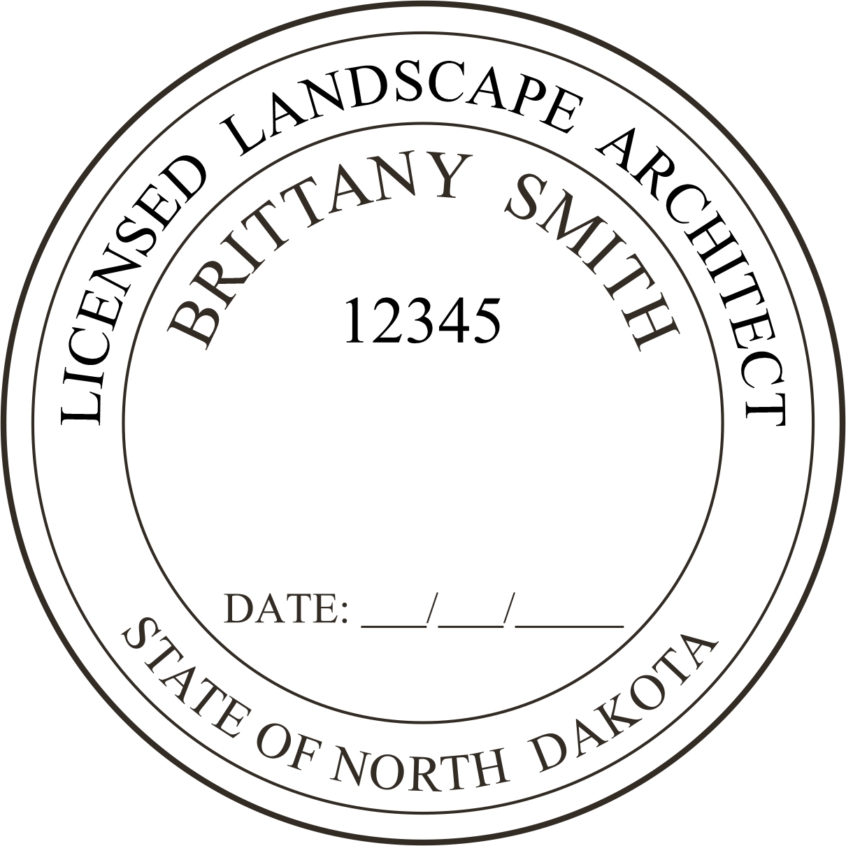 landscape architect seal - pre inked stamp - north dakota