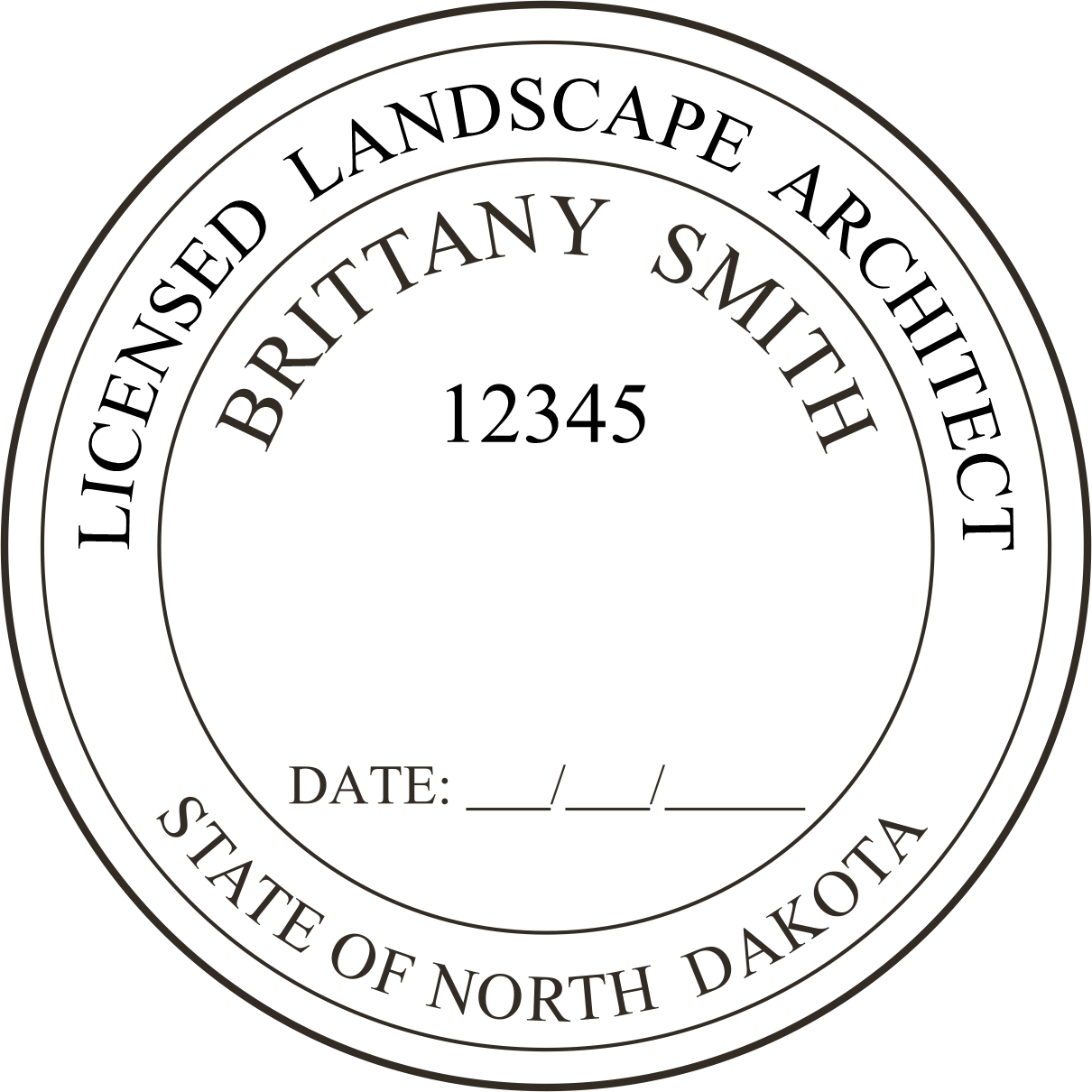 Landscape Architect Seal - Pre Inked Stamp - North Dakota