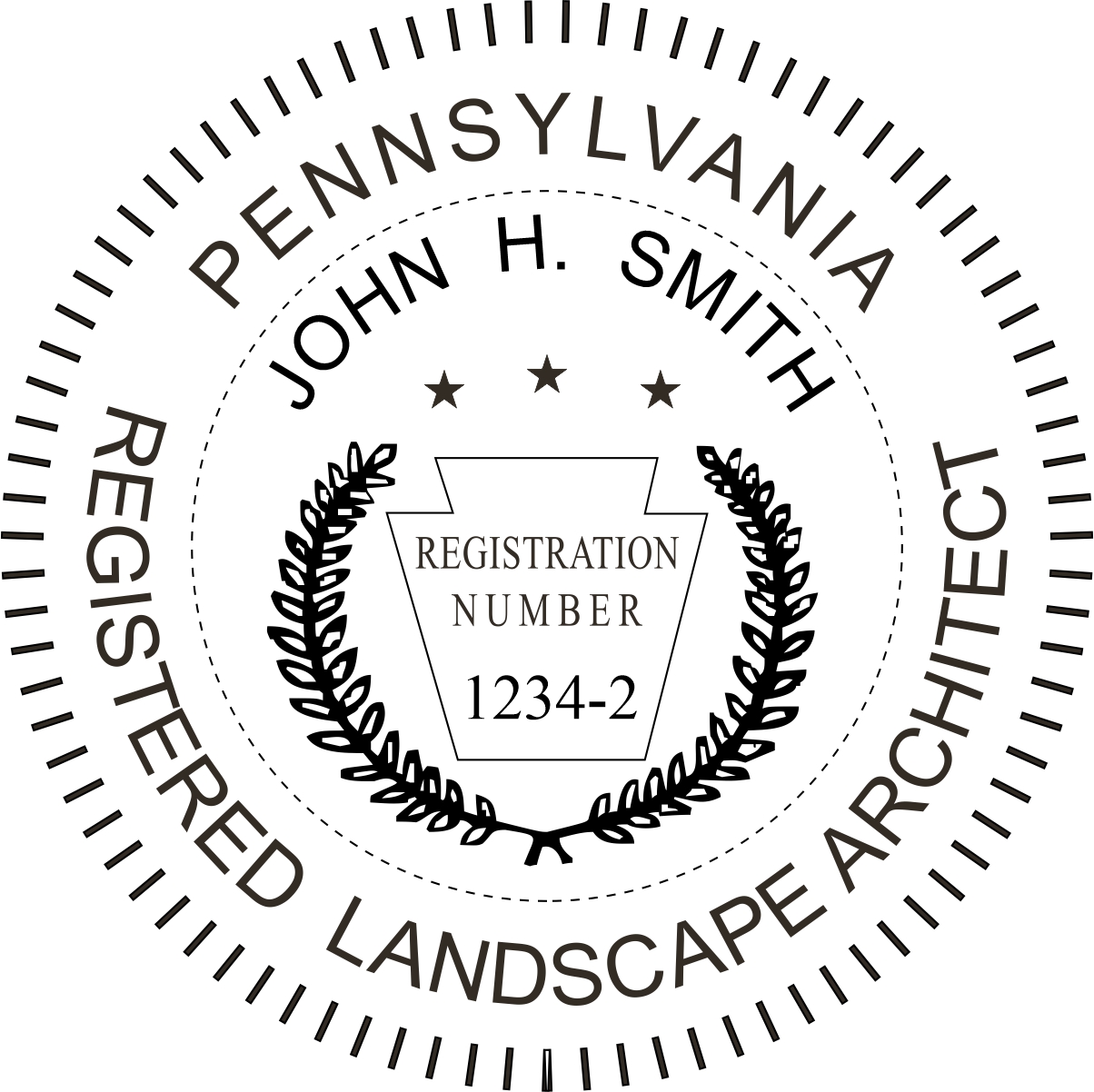 landscape architect seal - pre inked stamp - pennsylvania