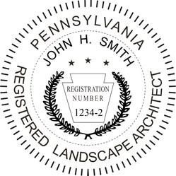 Landscape Architect Seal - Wood Stamp - Pennsylvania