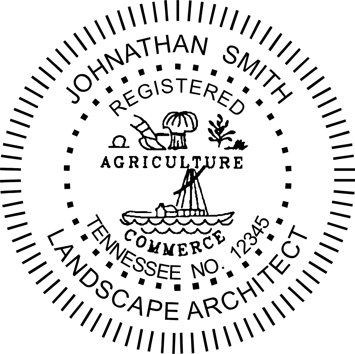 Landscape Architect Seal - Wood Stamp - Tennessee