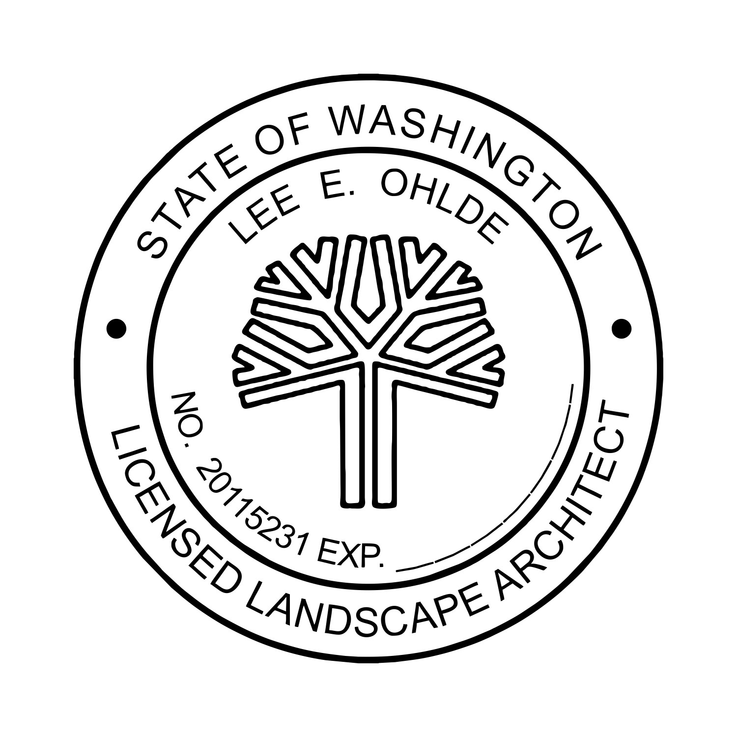 Landscape Architect Seal - Wood Stamp - Washington