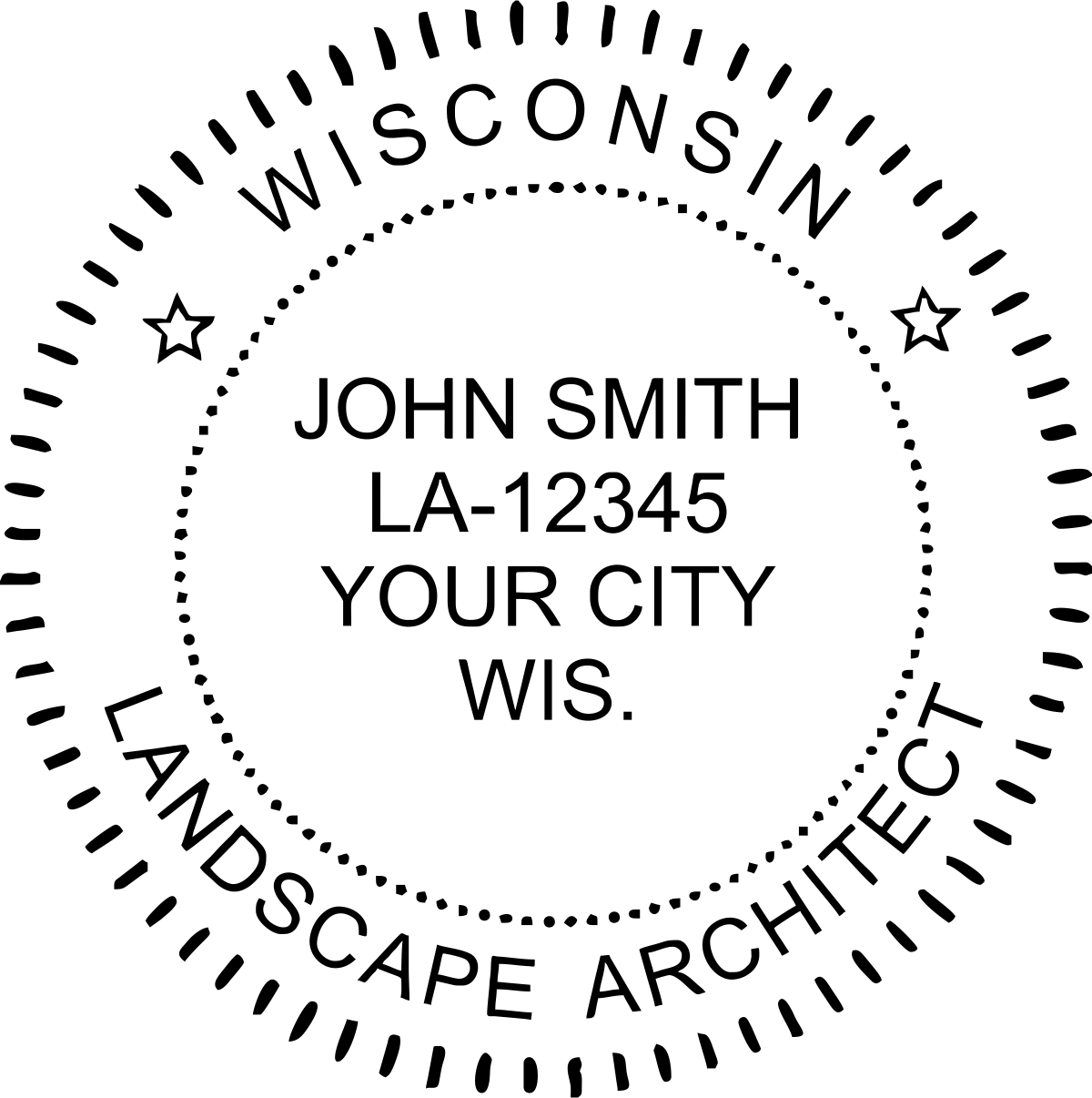 landscape architect seal - wood stamp - wisconsin