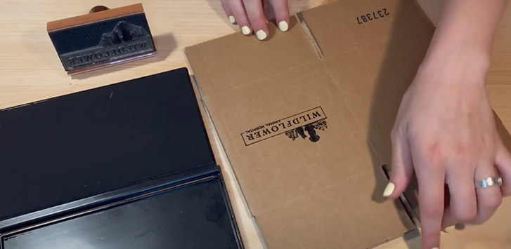 ink stamp on a cardboard box