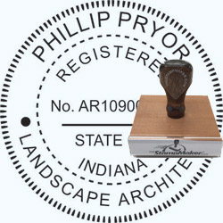 Landscape Architect Seal - Wood Stamp - Indiana