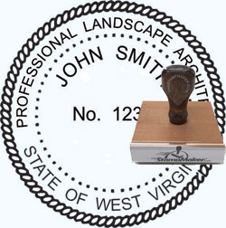 Landscape Architect Seal - Wood Stamp - West Virginia
