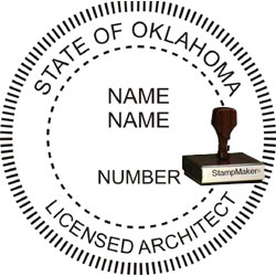 Architect Seal - Wood Stamp - Oklahoma