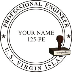 Engineer Seal - Wood Stamp - Virgin Islands